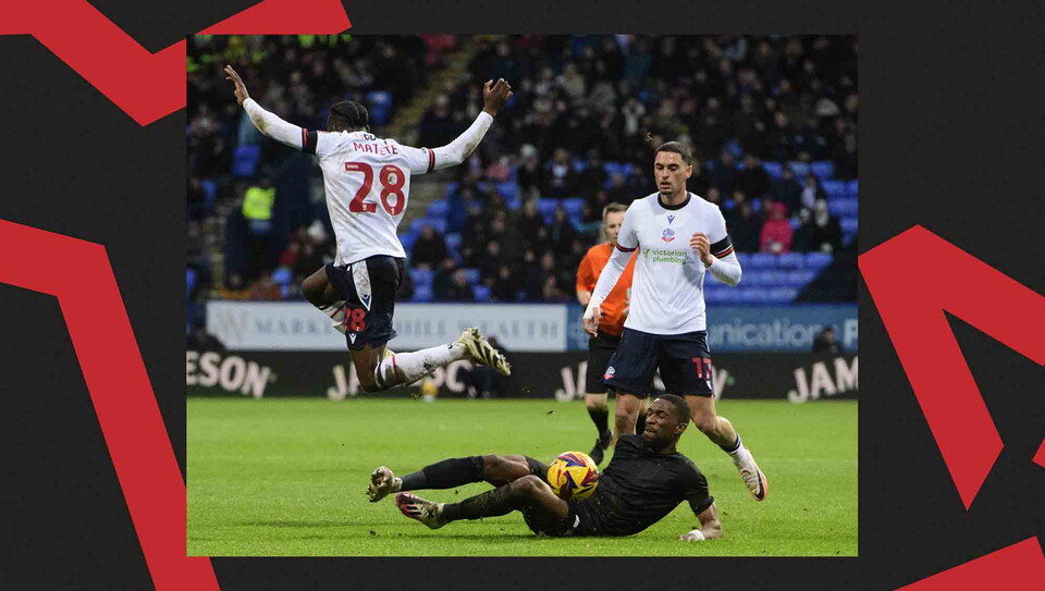 A match action photo from City's away game at Bolton Wanderers.