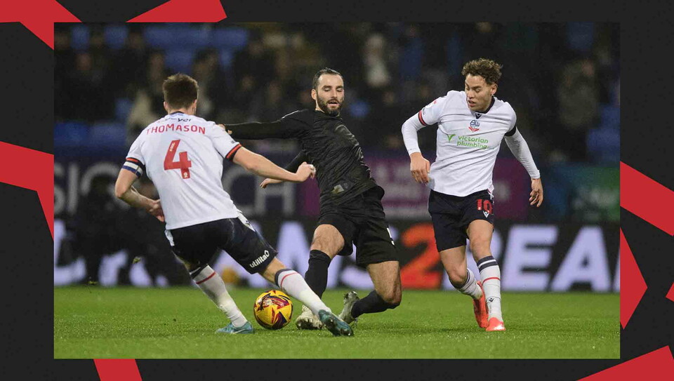 A match action photo from City's away game at Bolton Wanderers.