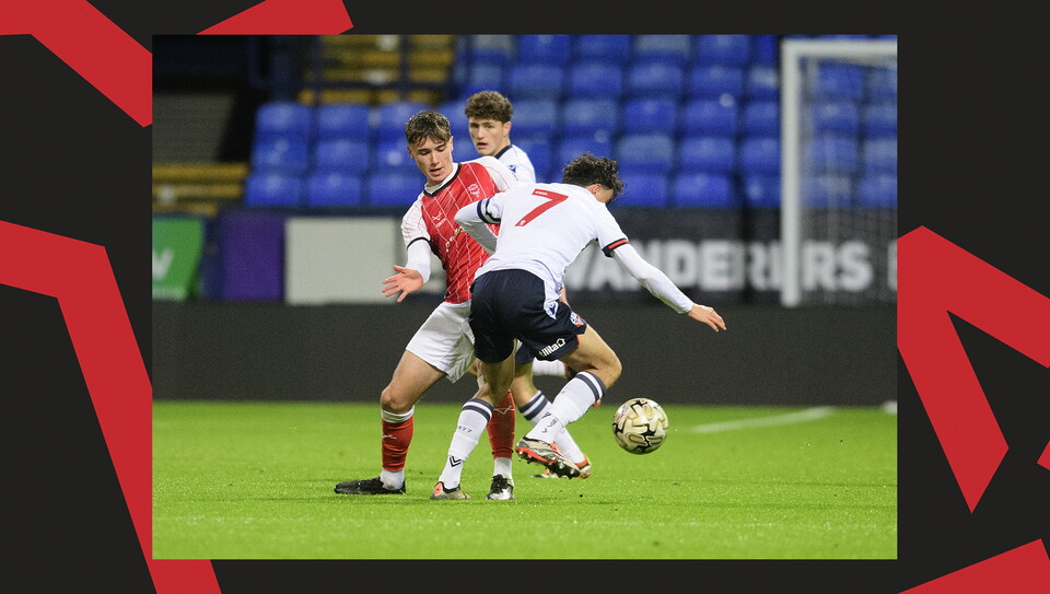 A match action image from Lincoln City U18s 3-2 away win at Wrexham in the FA Youth Cup.