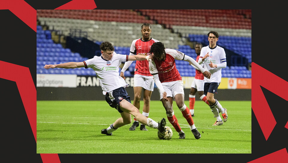 A match action image from Lincoln City U18s 3-2 away win at Wrexham in the FA Youth Cup.