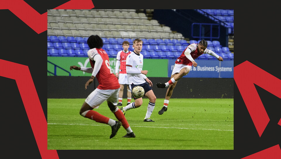 A match action image from Lincoln City U18s 3-2 away win at Wrexham in the FA Youth Cup.