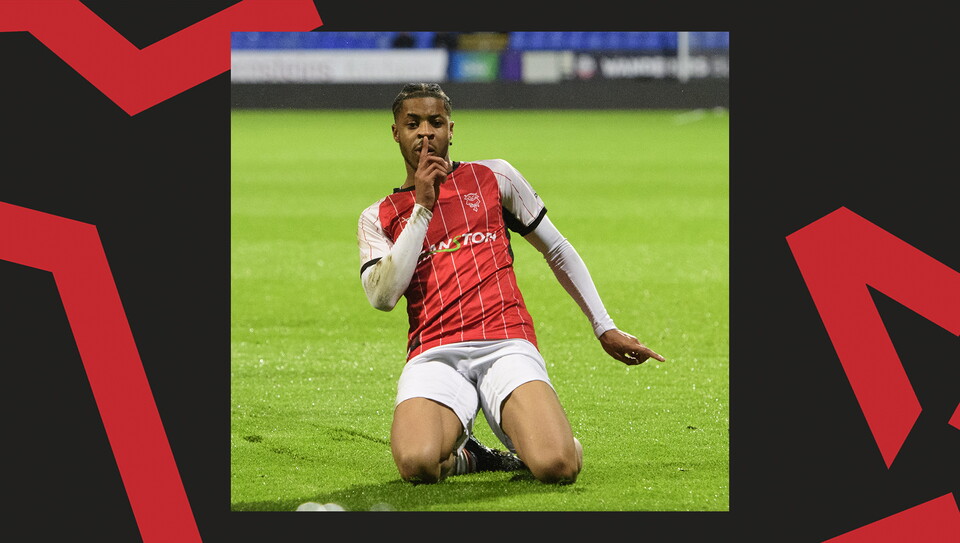 A match action image from Lincoln City U18s 3-2 away win at Wrexham in the FA Youth Cup.