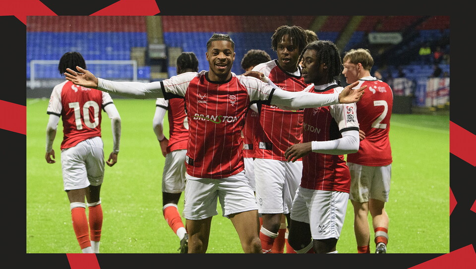 A match action image from Lincoln City U18s 3-2 away win at Wrexham in the FA Youth Cup.