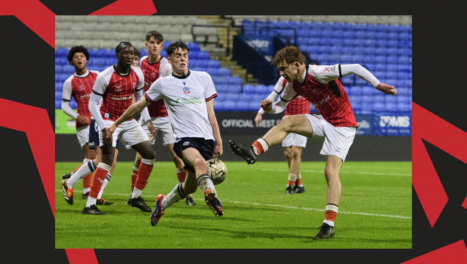 A match action image from Lincoln City U18s 3-2 away win at Wrexham in the FA Youth Cup.