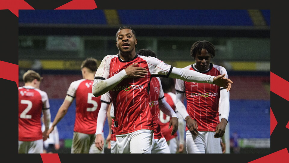 A match action image from Lincoln City U18s 3-2 away win at Wrexham in the FA Youth Cup.