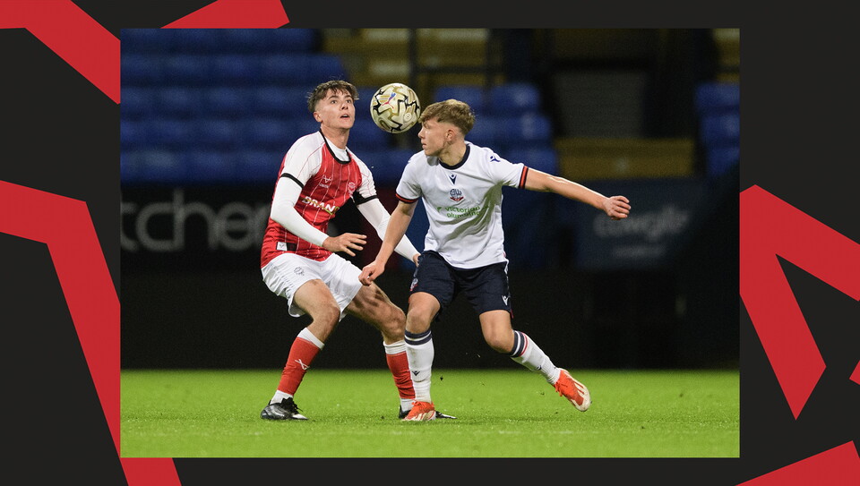 A match action image from Lincoln City U18s 3-2 away win at Wrexham in the FA Youth Cup.