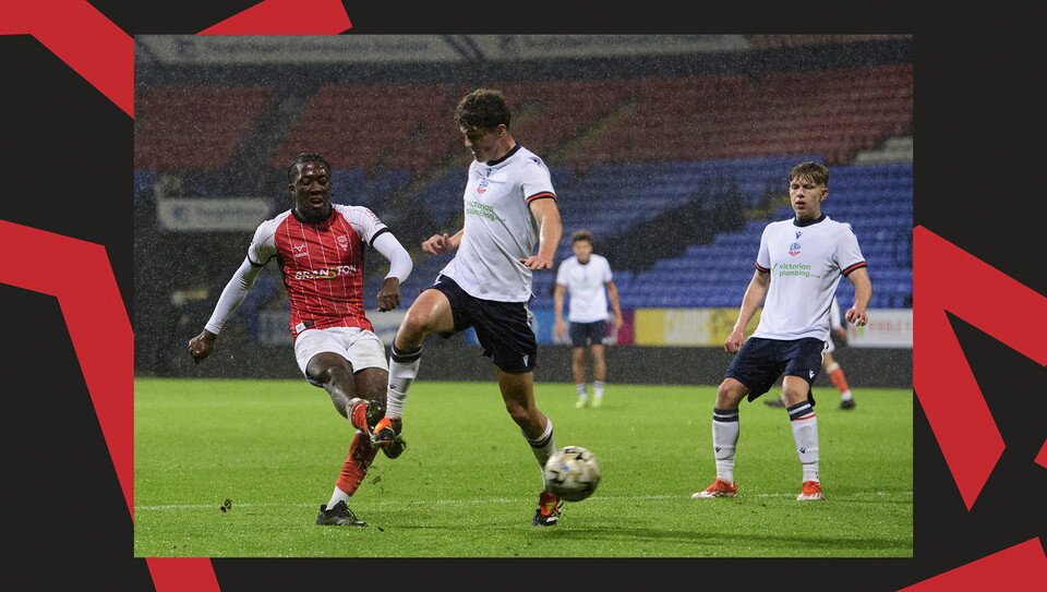 A match action image from Lincoln City U18s 3-2 away win at Wrexham in the FA Youth Cup.