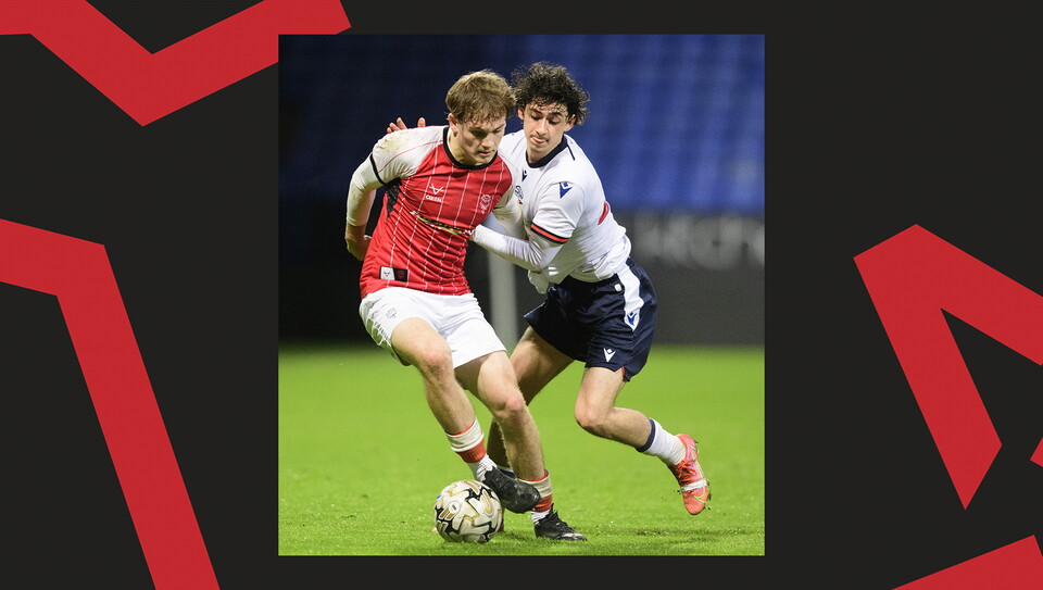 A match action image from Lincoln City U18s 3-2 away win at Wrexham in the FA Youth Cup.