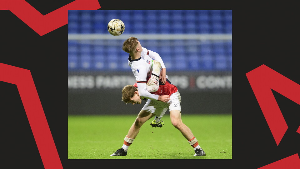 A match action image from Lincoln City U18s 3-2 away win at Wrexham in the FA Youth Cup.