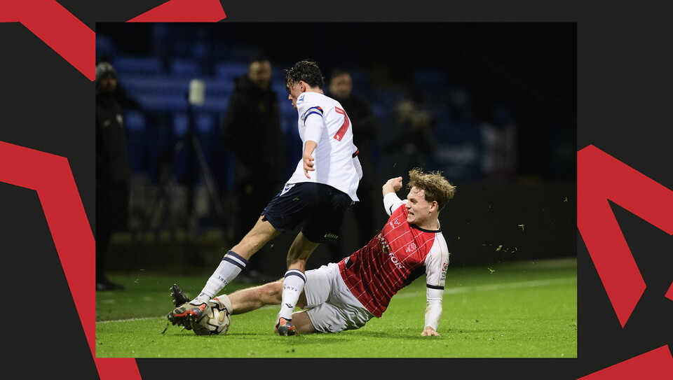 A match action image from Lincoln City U18s 3-2 away win at Wrexham in the FA Youth Cup.