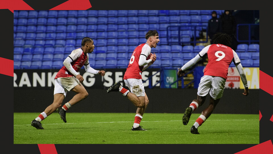 A match action image from Lincoln City U18s 3-2 away win at Wrexham in the FA Youth Cup.