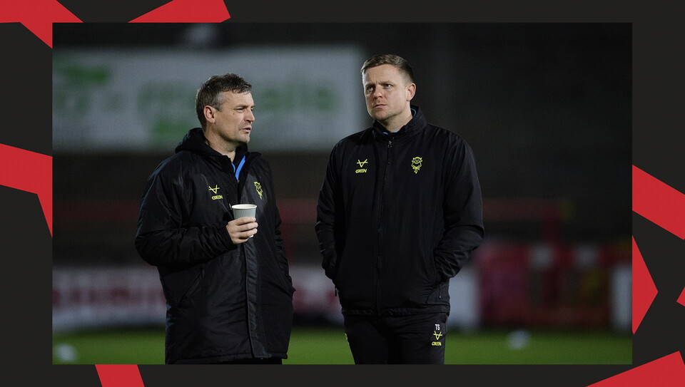 A match action image from the Imps' away Vertu Trophy game at Morecambe