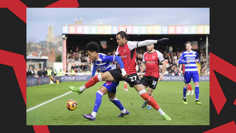 Match action from Lincoln CIty's 2-0 win over Reading.