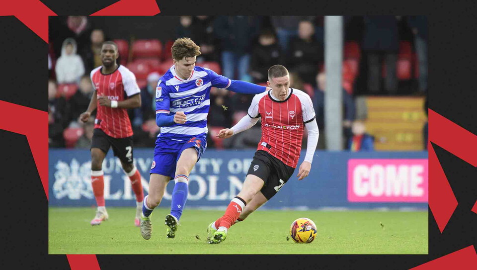 Match action from Lincoln CIty's 2-0 win over Reading.
