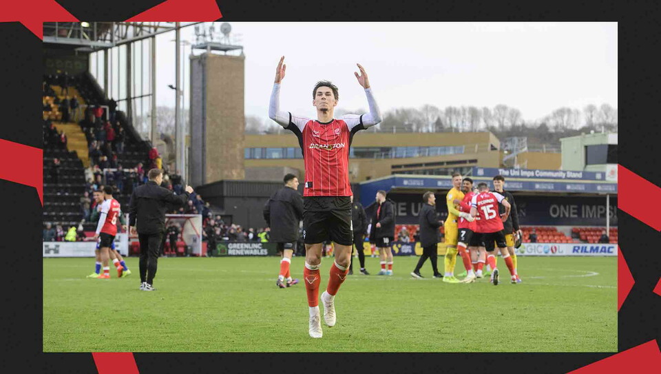 Match action from Lincoln CIty's 2-0 win over Reading.