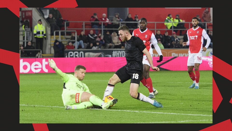 Action from Rotherham United v Lincoln City