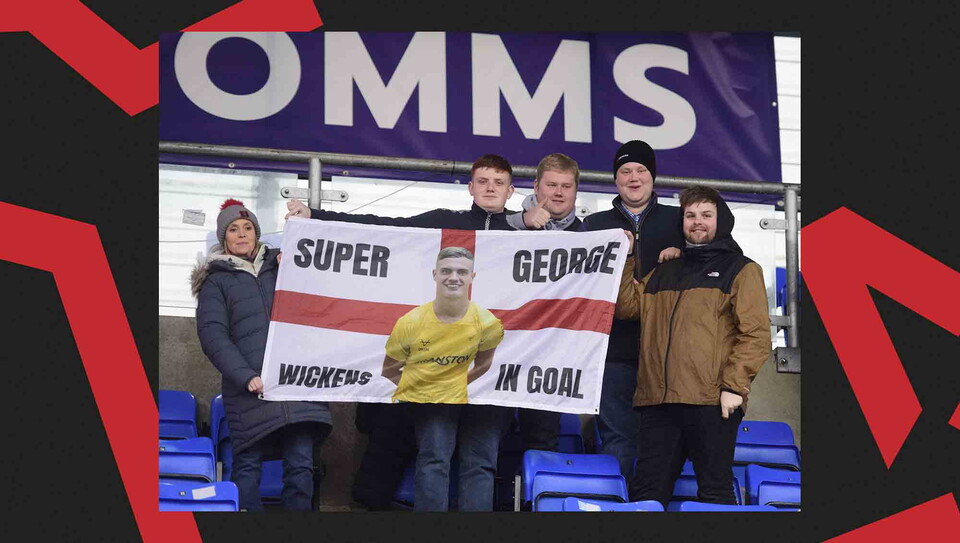 Lincoln City supporters back their team at Shrewsbury Town.