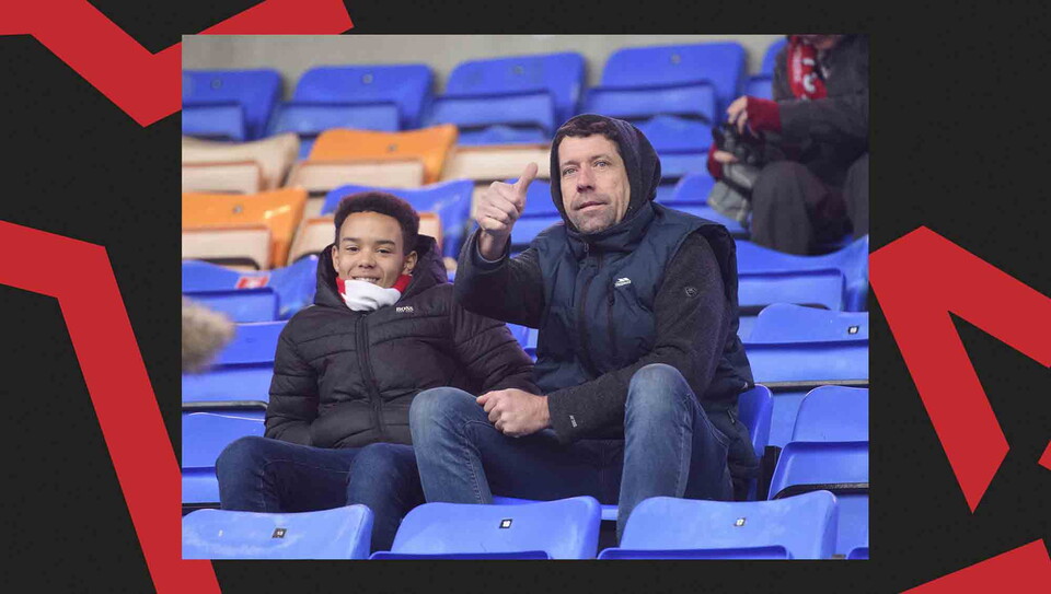 Lincoln City supporters back their team at Shrewsbury Town.