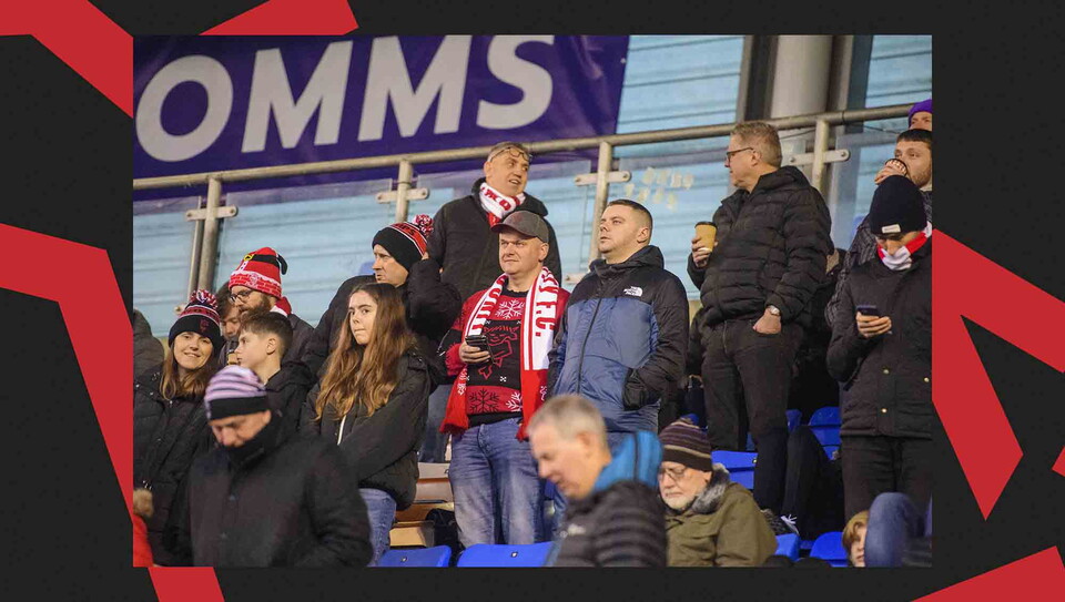 Lincoln City supporters back their team at Shrewsbury Town.