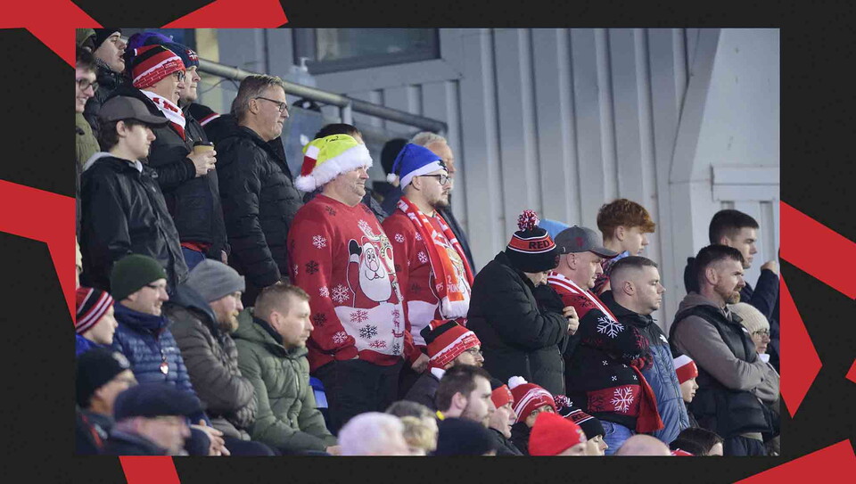 Lincoln City supporters back their team at Shrewsbury Town.