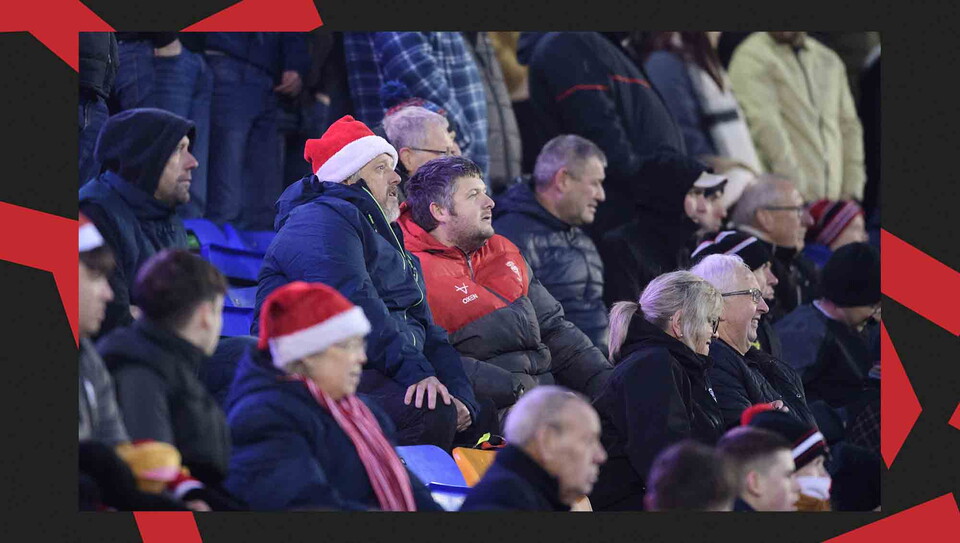 Lincoln City supporters back their team at Shrewsbury Town.