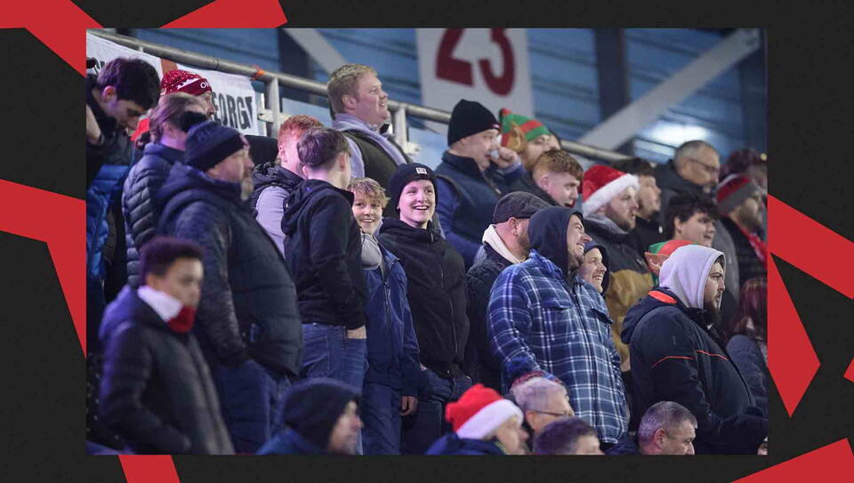 Lincoln City supporters back their team at Shrewsbury Town.