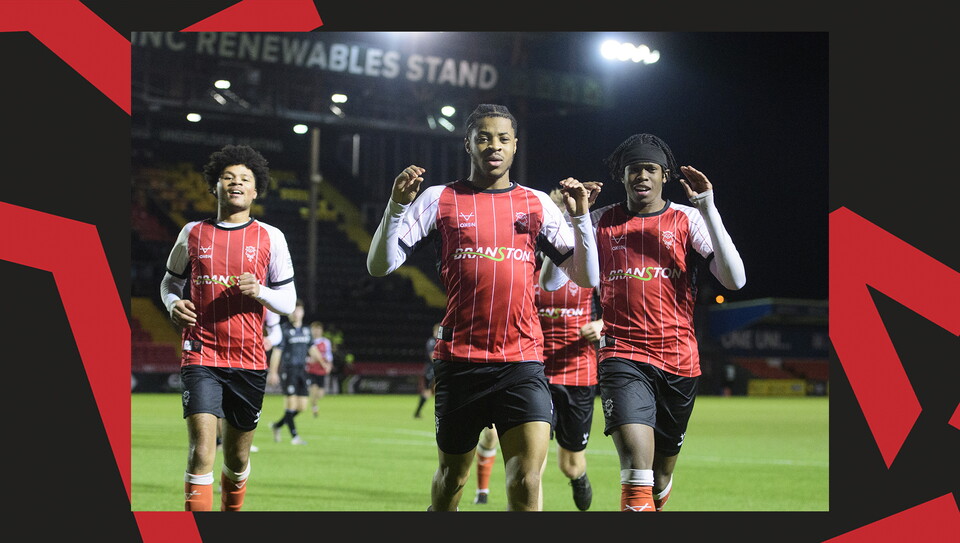 A match action image from Lincoln City U18s 4-2 win over their Wrexham equivalents.