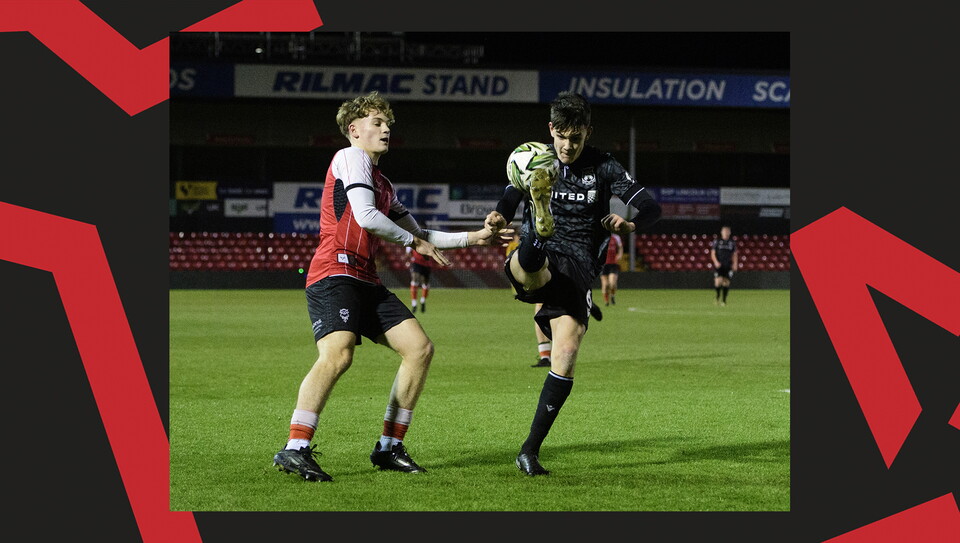 A match action image from Lincoln City U18s 4-2 win over their Wrexham equivalents.