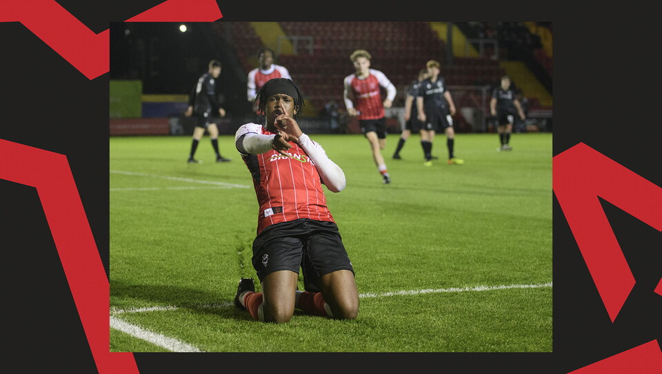 A match action image from Lincoln City U18s 4-2 win over their Wrexham equivalents.