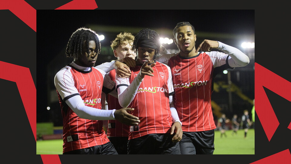 A match action image from Lincoln City U18s 4-2 win over their Wrexham equivalents.