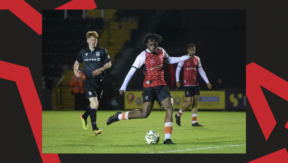 A match action image from Lincoln City U18s 4-2 win over their Wrexham equivalents.