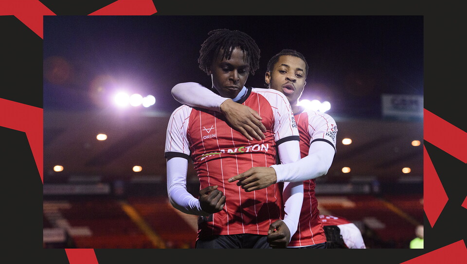 A match action image from Lincoln City U18s 4-2 win over their Wrexham equivalents.