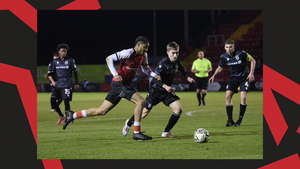 A match action image from Lincoln City U18s 4-2 win over their Wrexham equivalents.