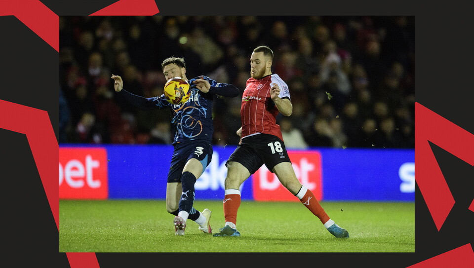 A match action image from City's home game against Blackpool at the LNER Stadium.
