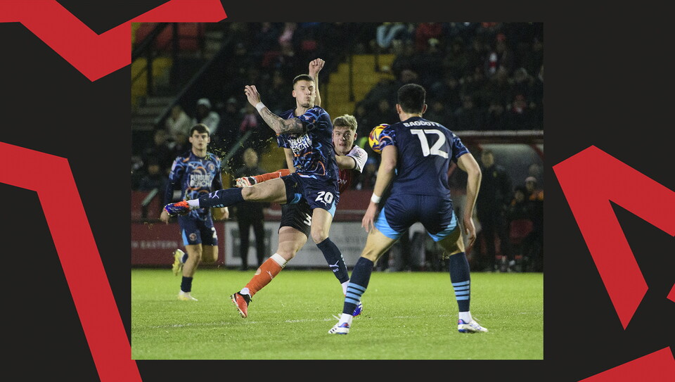 A match action image from City's home game against Blackpool at the LNER Stadium.