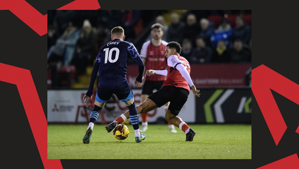 A match action image from City's home game against Blackpool at the LNER Stadium.