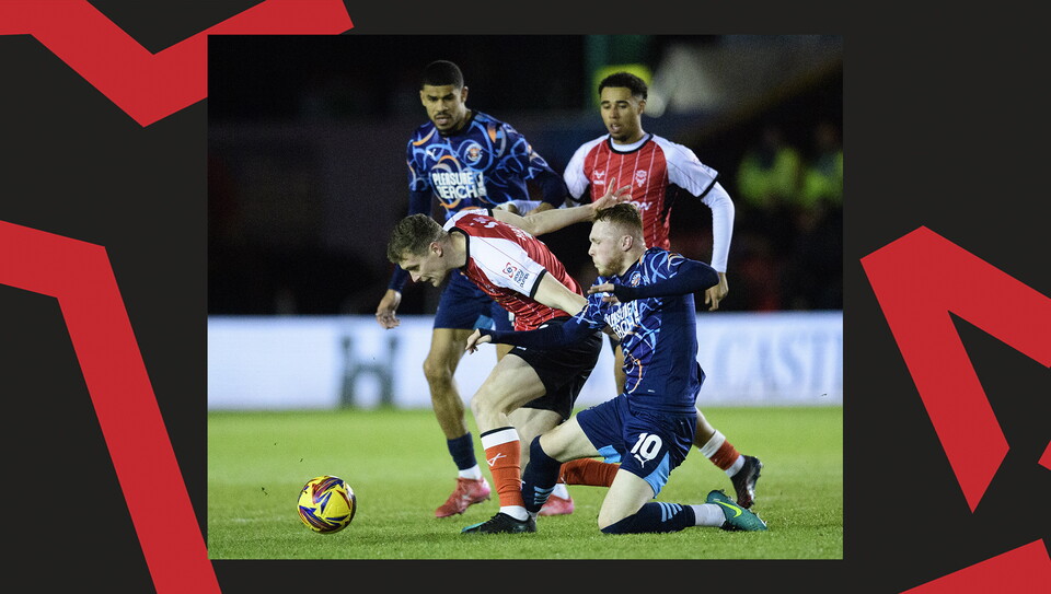 A match action image from City's home game against Blackpool at the LNER Stadium.
