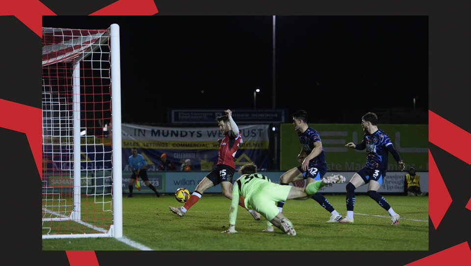 A match action image from City's home game against Blackpool at the LNER Stadium.