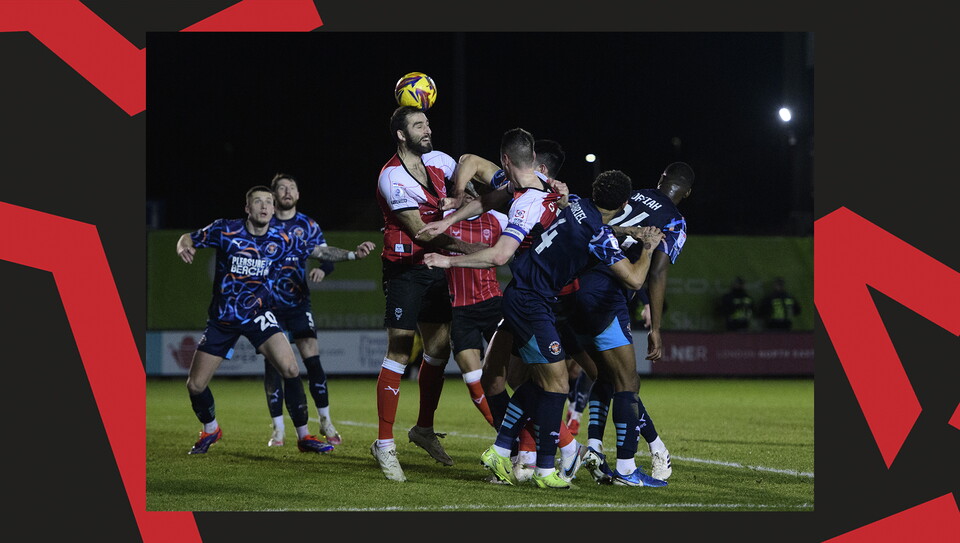 A match action image from City's home game against Blackpool at the LNER Stadium.