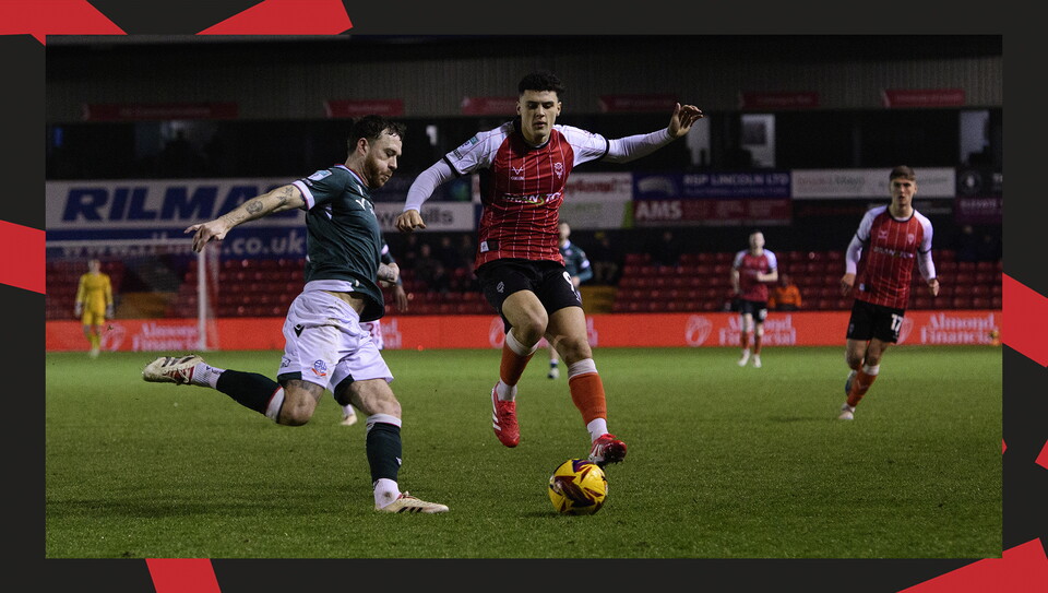 A match action image from Lincoln's home game against Bolton Wanderers