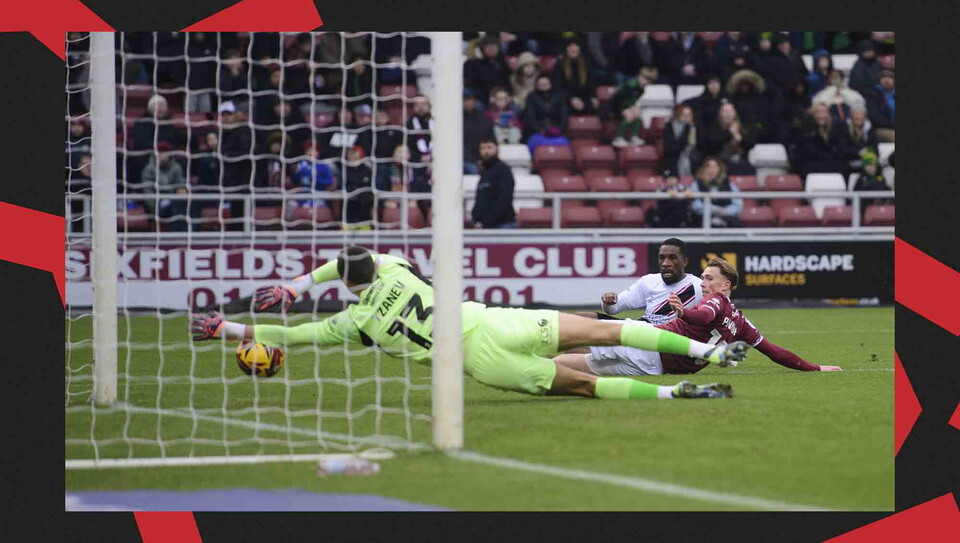 A match action image from City's away game at Northampton Town.