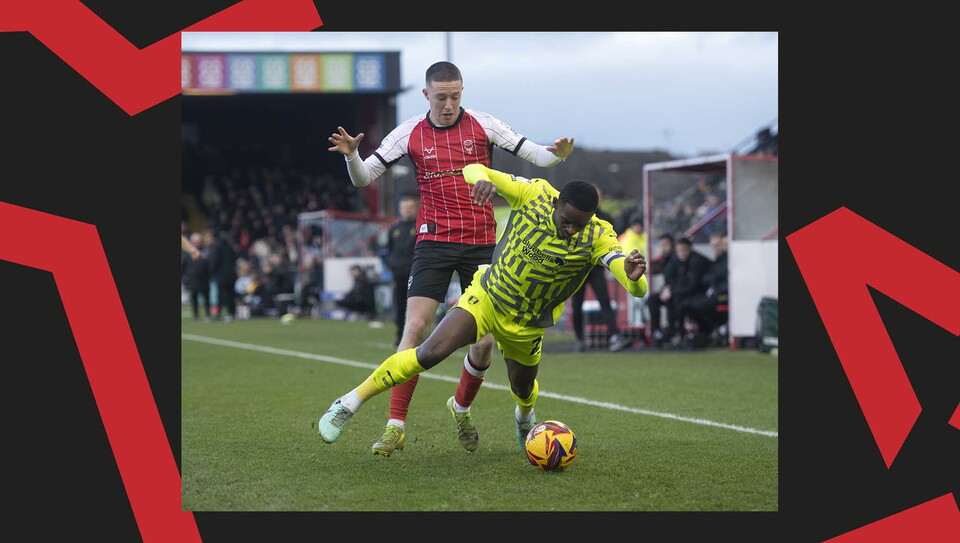 A match action image from Lincoln City vs Rotherham United.
