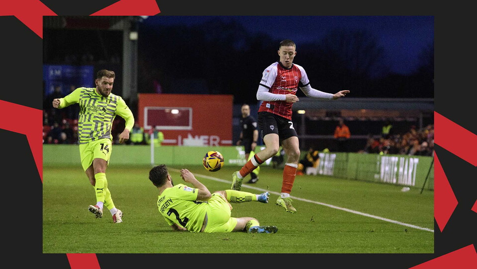 A match action image from Lincoln City vs Rotherham United.