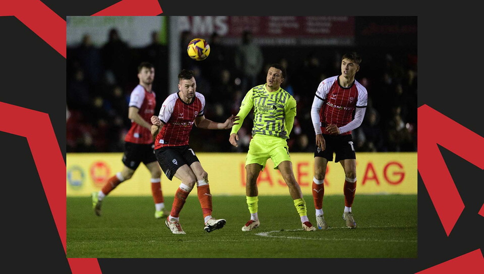 A match action image from Lincoln City vs Rotherham United.