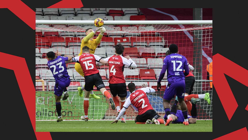 A match action image from Lincoln's 0-0 home draw against Stevenage.