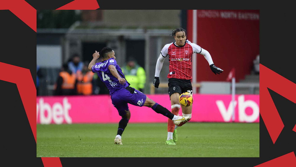 A match action image from Lincoln's 0-0 home draw against Stevenage.