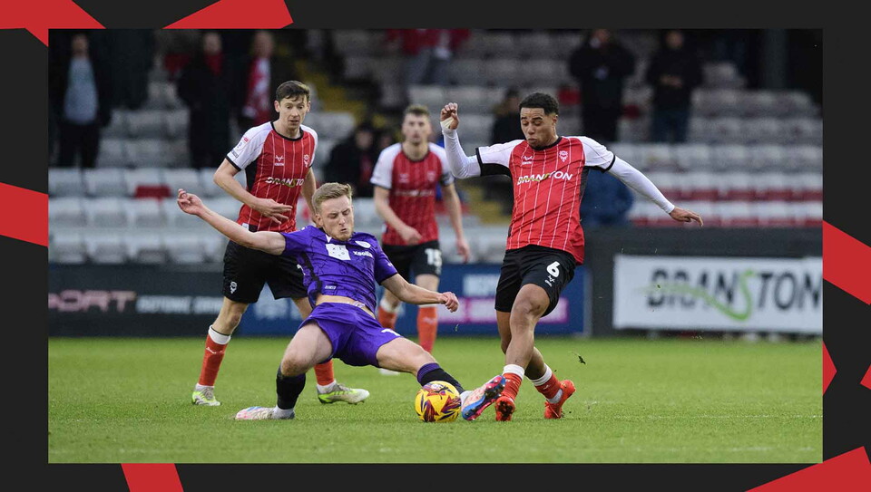 A match action image from Lincoln's 0-0 home draw against Stevenage.