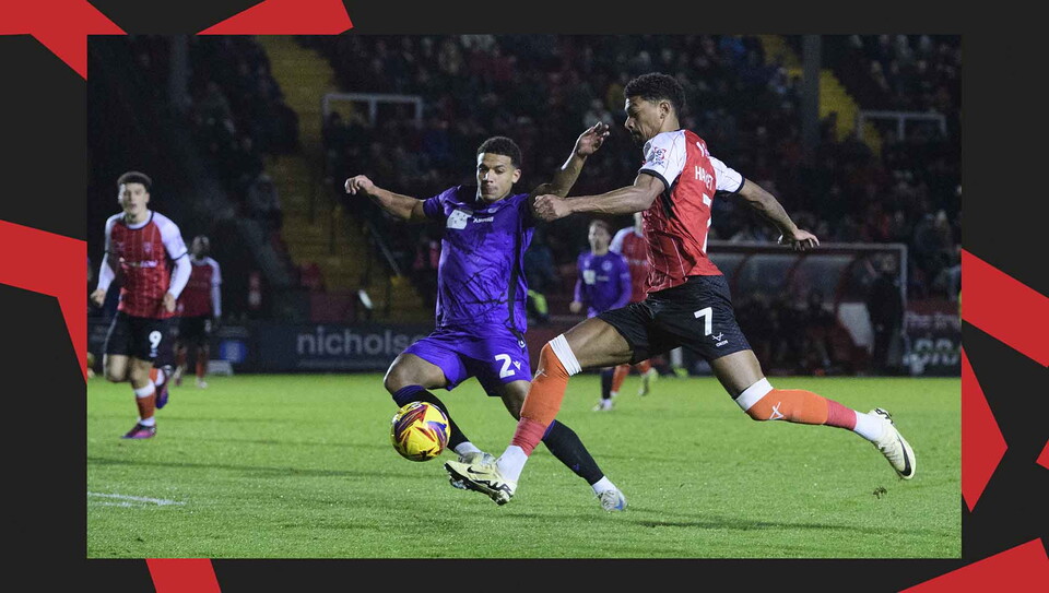 A match action image from Lincoln's 0-0 home draw against Stevenage.