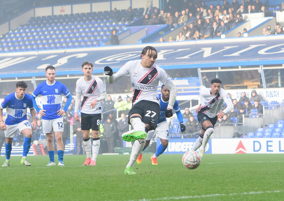 Jovon Makama slots home his penalty against Birmingham City