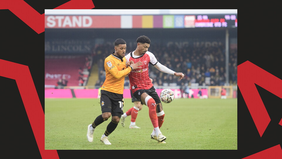 Action from Lincoln City v Cambridge United